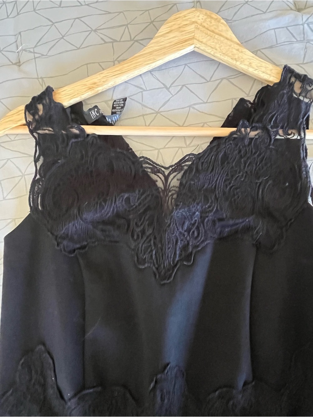 INC International Concepts Black Lace-Trim Dress - Picture 2 of 3
